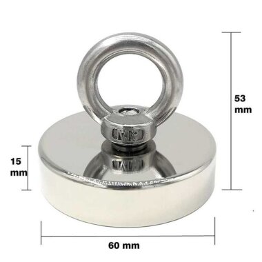 60mm Fishing Magnet - Neodyum Pot Mıknatıs - Görsu Elektronik