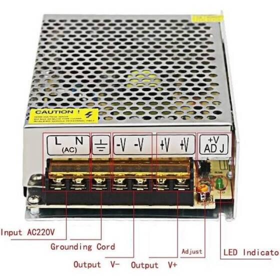 60W 12V 5A Süper İnce Plastik Kasa Led Özel Kablolu Güç Kaynağı - 5