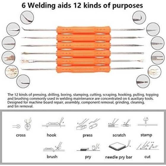 60W Ayarlanabilir Sıcaklık Havya 5 adet Havya Ucu Dahil EU Fişli Yüksek Kalite - 4