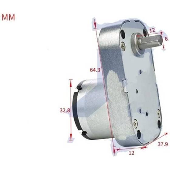 6438-520 DC 12V 95RPM Fırçalı DC Hız Düşürücü Motor - 4