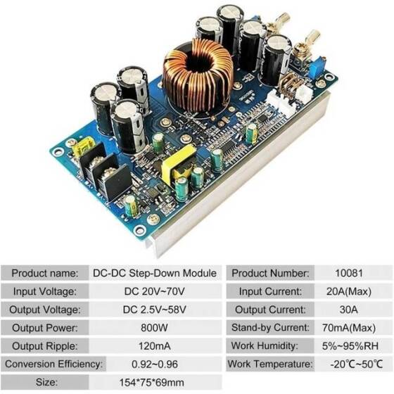 800W 30A DC-DC Voltaj Düşürücü Modül Sabit Akım Ayarlanabilir - 2