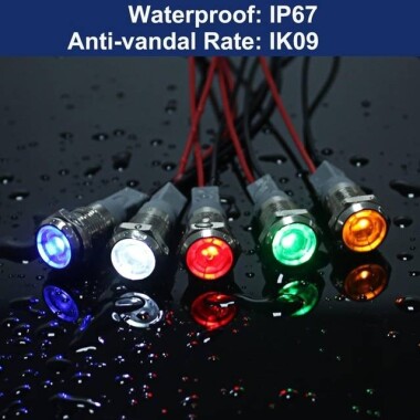 8mm 220V Beyaz LED Metal Sinyal Lambası 15cm Kablolu - Metal İndicator Light - 4