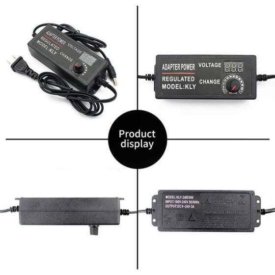 9-24V 3A 72W AC/DC Ayarlanabilir Güç Adaptörü-CE ile İpek Baskı-EU Fişli - 4