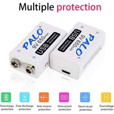 9V 650MAH Usb Şarj Edilebilir Lityum Pil-Usb Kablosu Hariç - 4