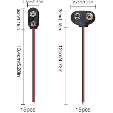 9V Pil Başlığı 10cm Kablolu - 2