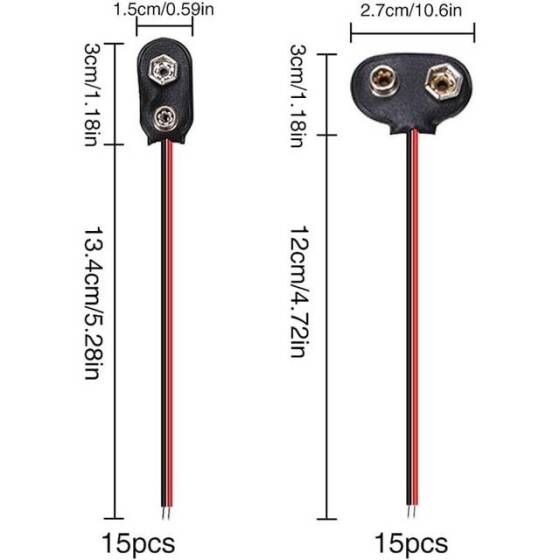 9V Pil Başlığı 10cm Kablolu - 2