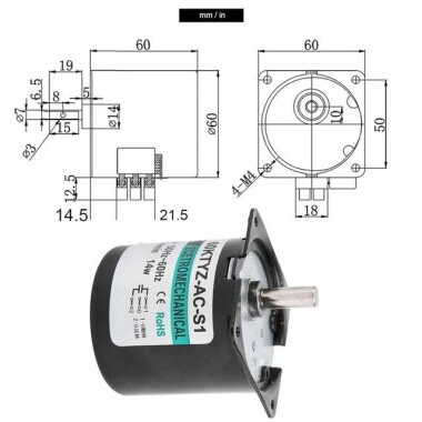AC 110V 14W 25RPM 60KTYZ Senkron Motor Kalıcı Mıknatıslı - 4