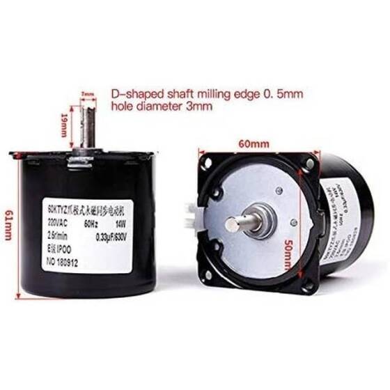 AC 220V 14W 40RPM 60KTYZ Senkron Motor Kalıcı Mıknatıslı - 4