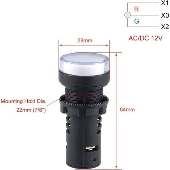 AC220V AD16-22SS Kırmızı+Yeşil LED Çift Renkli Sinyal Led - Sinyal Lambası - 2