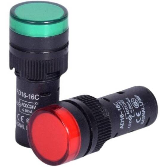 AD16-16C 16mm 12V Mavi LED Güç Sinyal Lambası - 1