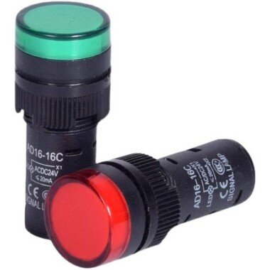 AD16-16C 16mm 12V Sarı LED Güç Sinyal Lambası - 1