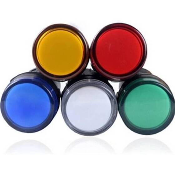 AD16-16C 16mm AC 220V Mavi LED Güç Sinyal Lambası - 4