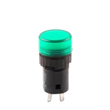 AD16-16E 16mm 220V AC LED Işıklı Yeşil Sinyal Lambası - 1