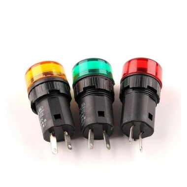 AD16-16E 16mm 380V AC LED Işıklı Yeşil Sinyal Lambası - 3
