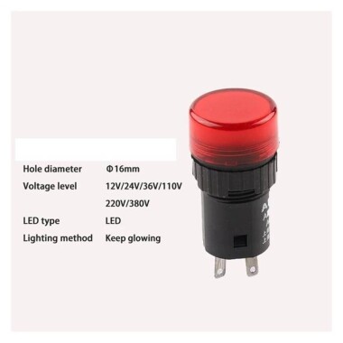 AD16-16E 16mm 380V AC LED Işıklı Yeşil Sinyal Lambası - 4