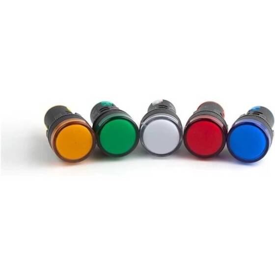 AD16-22DS 22mm 220V AC LED Işıklı Beyaz Sinyal Lambası - 2