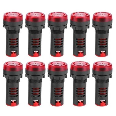 AD16-22SM 22mm 380V Kırmızı Işıklı Buzzer - Buzzerlı Sinyal Göstergesi - 1