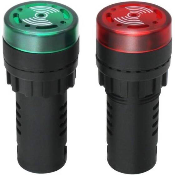 AD16-30SM 30mm 380V Kırmızı Işıklı Buzzer - Buzzerlı Sinyal Göstergesi - 2