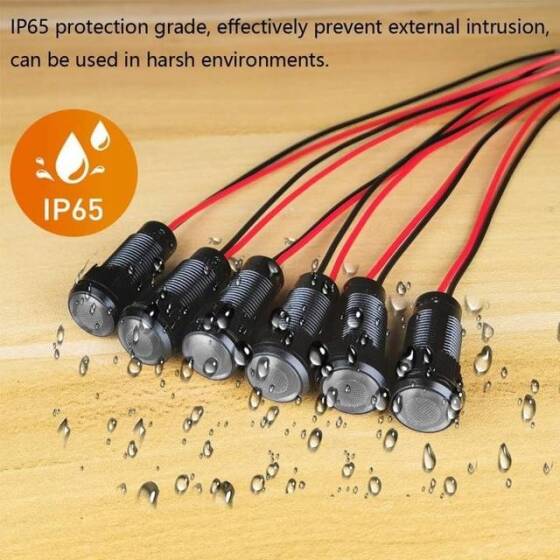 AD22C-12 12mm 24V Beyaz LED Metal Sinyal Lambası - Metal İndicator Light - 5