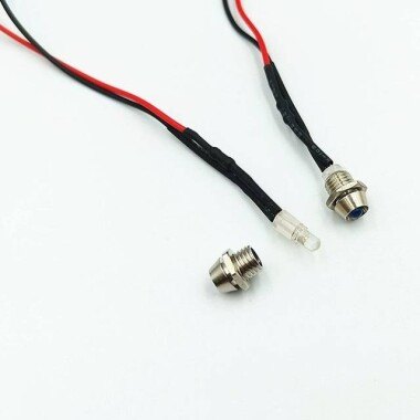 AD22C-12 12mm 24V Kırmızı LED Metal Sinyal Lambası - Metal İndicator Light - 2
