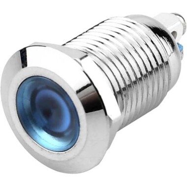 AD22C-14 14mm 12V Kırmızı LED Metal Sinyal Lambası - Metal İndicator Light - 2