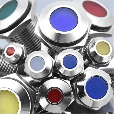 AD22C-14 14mm 6V Beyaz LED Metal Sinyal Lambası - Metal İndicator Light - 3