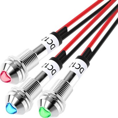 AD22C-16 16mm 12V Beyaz LED Metal Sinyal Lambası - Metal İndicator Light - 1