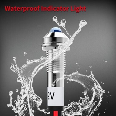 AD22C-16 16mm 12V Beyaz LED Metal Sinyal Lambası - Metal İndicator Light - 4
