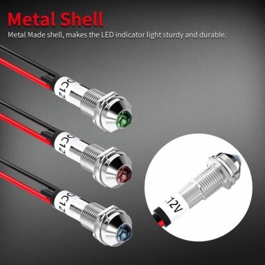 AD22C-16 16mm 220V Kırmızı LED Metal Sinyal Lambası - Metal İndicator Light - 4