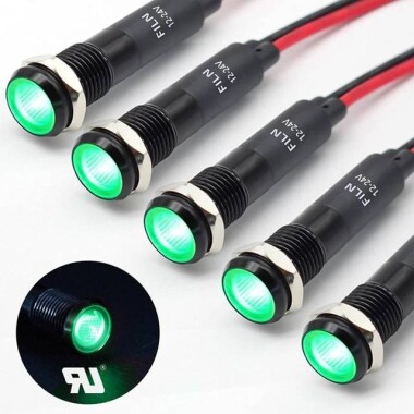 AD22C-16 16mm 24V Beyaz LED Metal Sinyal Lambası - Metal İndicator Light - 1