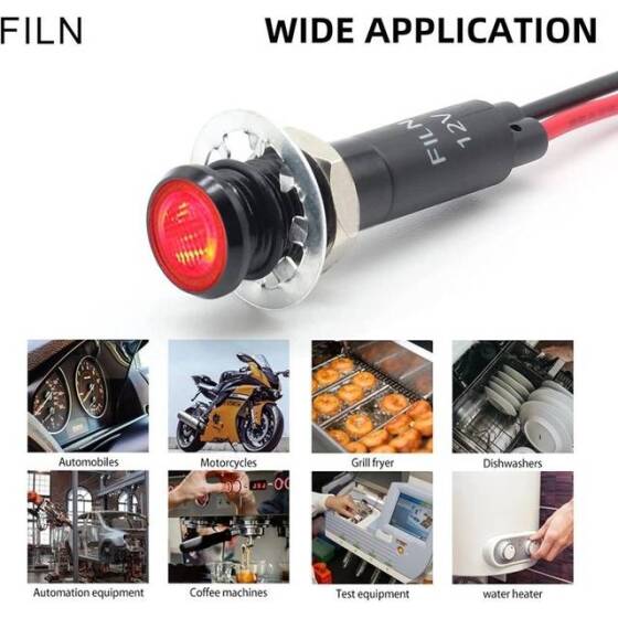 AD22C-16 16mm 24V Sarı LED Metal Sinyal Lambası - Metal İndicator Light - 4