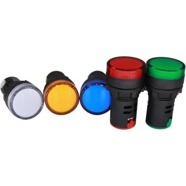 AD22C-16 16mm 24V Yeşil LED Metal Sinyal Lambası - Metal İndicator Light - 5