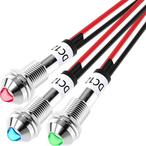 AD22C-16 16mm 6V Yeşil LED Metal Sinyal Lambası - Metal İndicator Light - 1