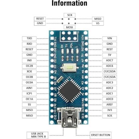 Arduino Nano V3.0 CH340 Geliştirme Kartı - Atmega328P - 7
