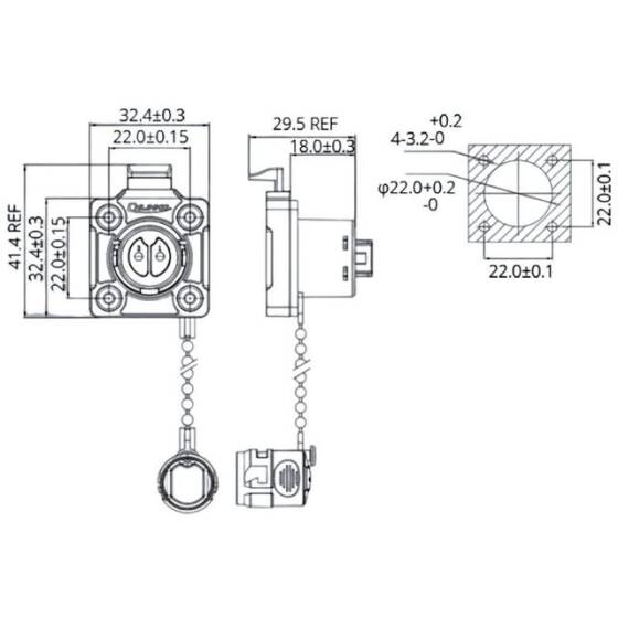 BD-20-J04SX-03-406A 4 Pin Su Geçirmez Konnektör - Dişi - 2