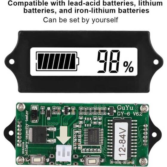 Beyaz 12V-84V Kurşun-Asit 3-24 Strings Lityum Pil Güç Göstergesi Ölçer Güç Göstergesi Kendini Ayarlama - 5