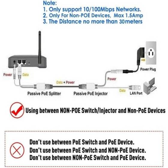 Beyaz 12V PoE Enjektör Adaptör Kablosu DC Dişi Fiş - 5