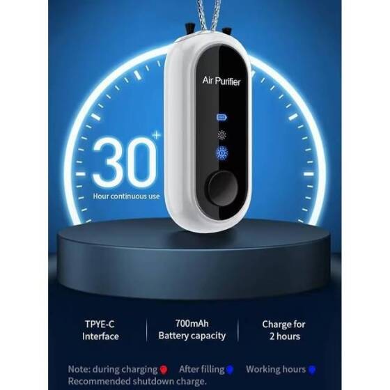 Beyaz Kolye Hava Temizleme Cihazı Mini Şarj Edilebilir Hava Temizleme Cihazı - 3