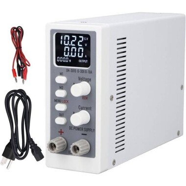 Beyaz SPPS-A305D 30V 5A Renkli Ekranlı Tek Düğmeli DC Ayarlı Güç Kaynağı 110V US Fişli - 1