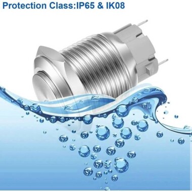 Çıkık Kafa 16mm Su Geçirmez Kendinden Kilitli Metal Push Buton Işıksız - 4