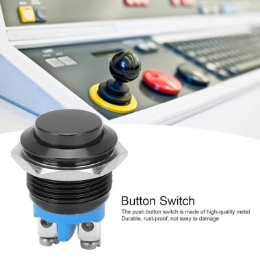 Çıkık Kafa 16mm Su Geçirmez Kendinden Sıfırlamalı Metal Push Buton Işıksız - 3