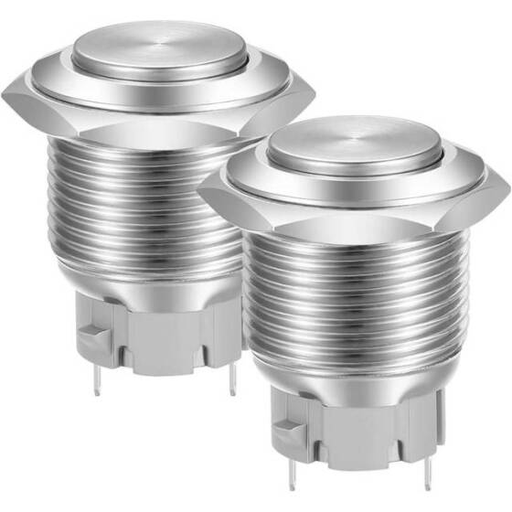 Çıkık Kafa 19mm Su Geçirmez Kendinden Kilitli Metal Push Buton Işıksız - 1