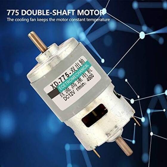 D Şaft 775 12V 4500RPM Yüksek Hızlı Yüksek Torklu DC Motor Çift Şaftlı - 2