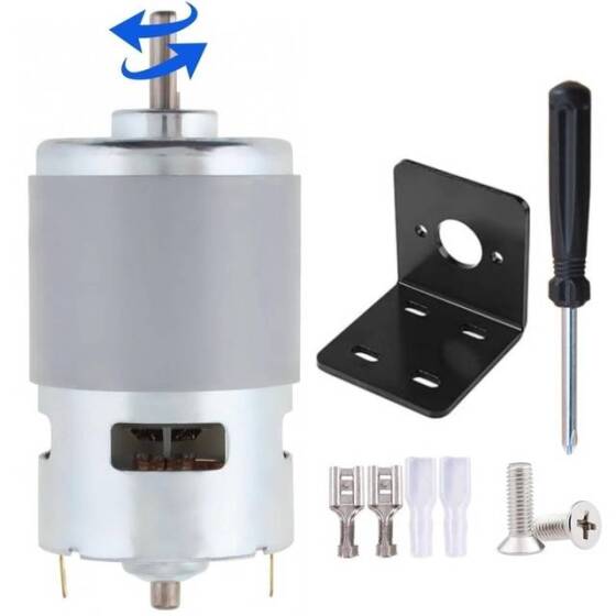 D Şaft 775 24V 10000RPM Yüksek Hızlı Yüksek Torklu DC Motor Çift Şaftlı - 1