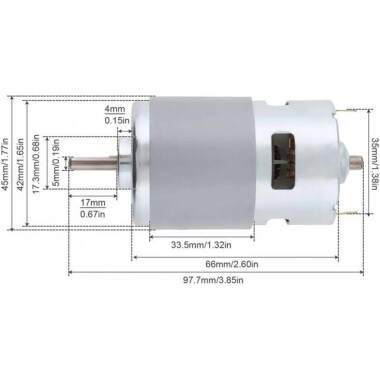 D Şaft 775 24V 5500RPM Yüksek Hızlı Yüksek Torklu DC Motor Çift Şaftlı - 2