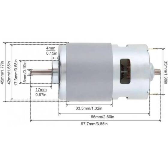 D Şaft 775 24V 5500RPM Yüksek Hızlı Yüksek Torklu DC Motor Çift Şaftlı - 2