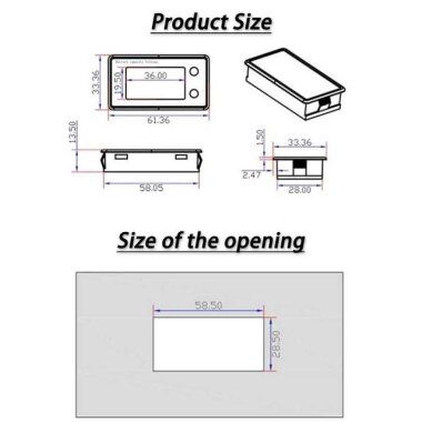 DC 8-100V Lityum Pil / Akü Kapasite Göstergesi - Mavi - 2