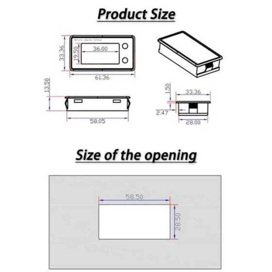 DC 8-100V Lityum Pil / Akü Kapasite Göstergesi - Mavi - 2