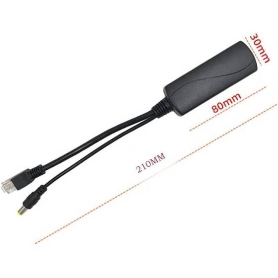 DC5.5x2.1mm Gigabit PoE Ayırıcı 48V - 12V 2A - 3