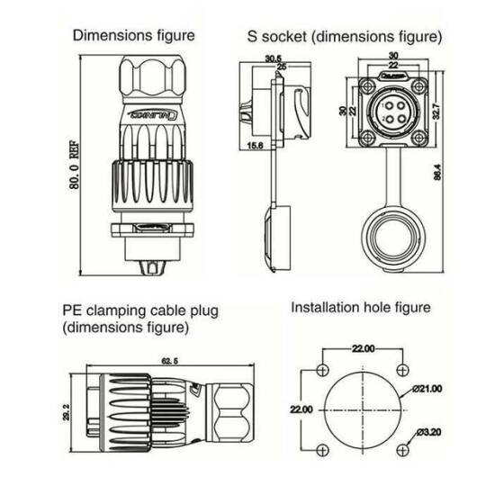 DH-20-C04PE-03-001 4 Pin Su Geçirmez Konnektör - Erkek - 2